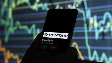 January 15th 2024. The logo of Pentair on the screen of an exchange. Pentair price stocks, $PNR on a device. clipart
