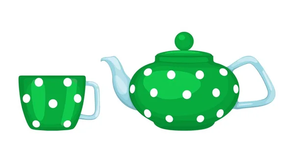 Set de té: tetera y taza de té. Ilustración vectorial . — Vector de stock