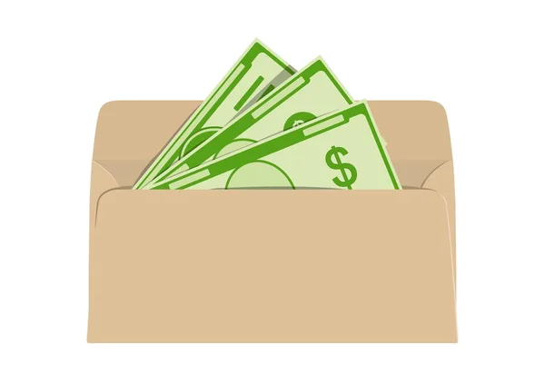 Geld in de envelop. Netto- en schaduw-inkomen. Vectorillustratie. — Stockvector