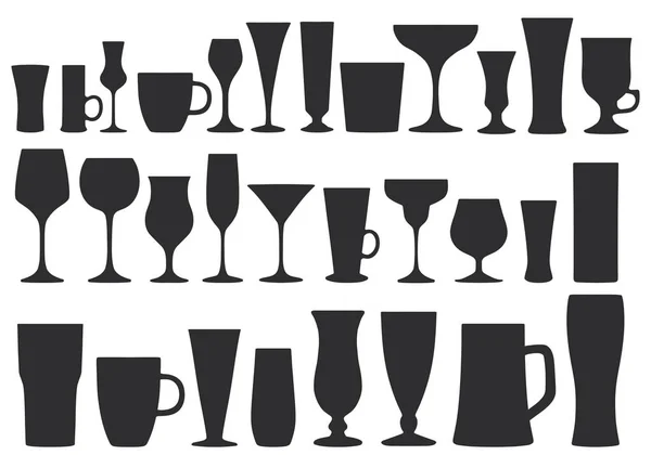 Collection de verres pour boissons. Des plats. Illustration vectorielle . — Image vectorielle