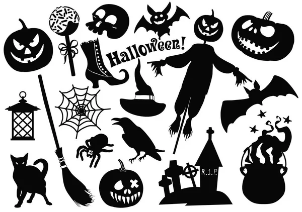 Conjunto de iconos de etiqueta de Halloween. Truco o trato. Ilustración vectorial . — Vector de stock
