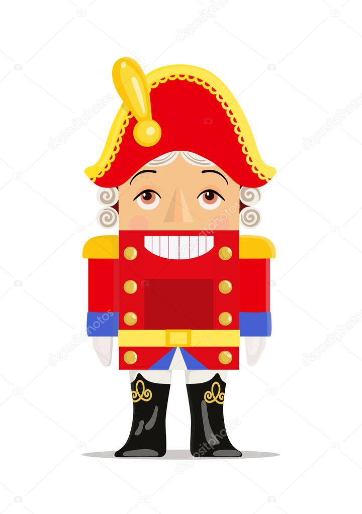 Fairy tale character The Nutcracker. Childrens toy. Vector illustration