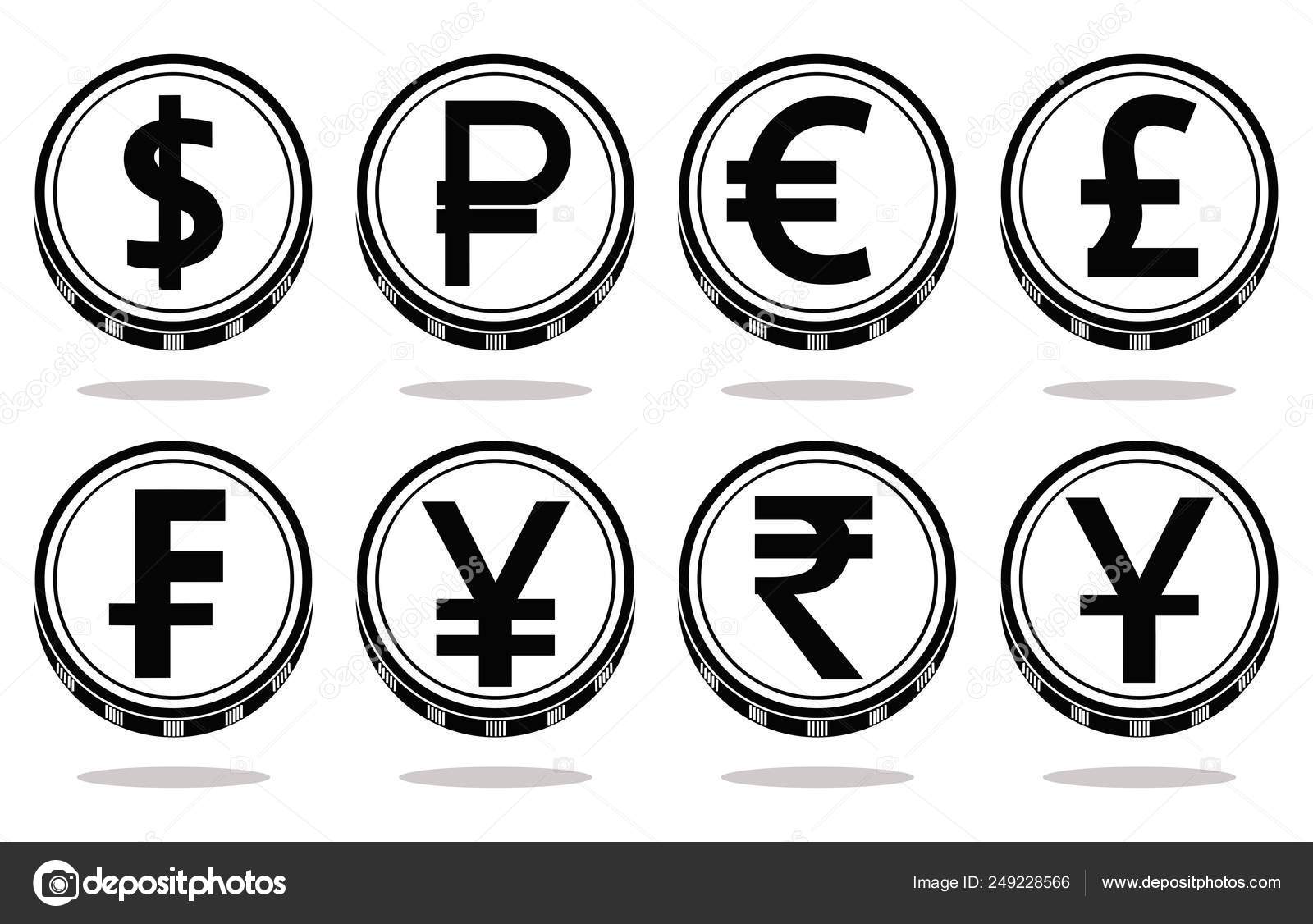黒の通貨記号とコインのコレクションです。ベクトル図 ストックベクター ©Alevanda 249228566