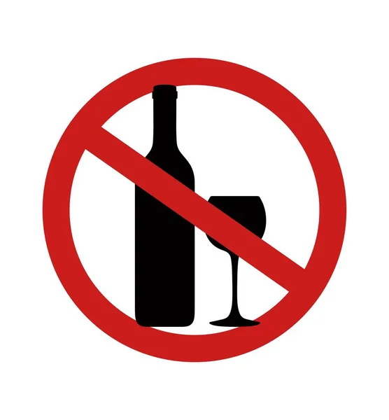 Alkollü içecekleri durdurun. Alkol için şişe silueti. Vektör çizimi — Stok Vektör