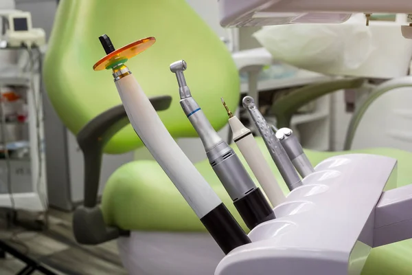 Ferramentas Dentárias Fundo Branco Vista Superior Estomatologia — Fotografia de Stock