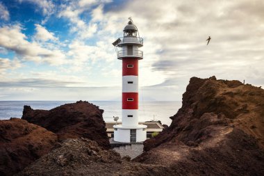 Eski deniz feneri Punta de Teno adasında Tenerife, Kanarya Adaları