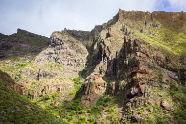 Masca Gorge dağ manzarası. Deniz kenarı ile küçük köylerde, Tenerife, Kanarya Adaları'nın güzel manzaralarını