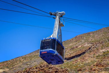 11 Mayıs 2018 - Tenerife, Kanarya Adası, İspanya. Teide Milli Parkı volkan teleferik (füniküler)