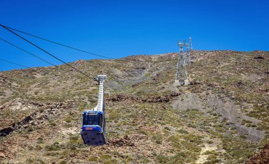 11 Mayıs 2018 - Tenerife, Kanarya Adası, İspanya. Teide Milli Parkı volkan teleferik (füniküler)