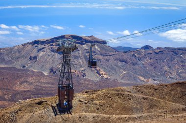 11 Mayıs 2018 - Tenerife, Kanarya Adası, İspanya. Teide Milli Parkı volkan teleferik (füniküler)