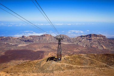 Tenerife, Kanarya Adası, İspanya. Teide Milli Parkı volkan teleferik (füniküler)