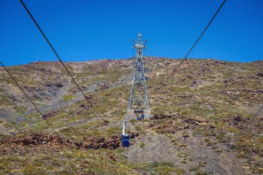 Tenerife, Kanarya Adası, İspanya. Teide Milli Parkı volkan teleferik (füniküler)