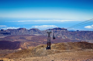 Tenerife, Kanarya Adası, İspanya. Teide Milli Parkı volkan teleferik (füniküler)