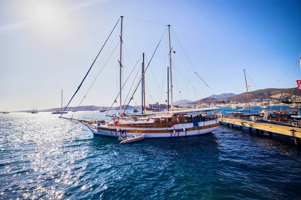 Settembre 2017 Turchia Bodrum Yacht Sul Mare Bellissima Baia Costa — Foto Stock