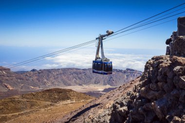 11 Mayıs 2018 - Tenerife, Kanarya Adası, İspanya. Teide Milli Parkı volkan teleferik (füniküler)