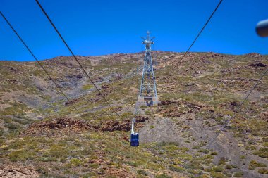 11 Mayıs 2018 - Tenerife, Kanarya Adası, İspanya. Teide Milli Parkı volkan teleferik (füniküler)