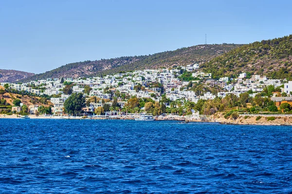 Turkusowa Woda Pobliżu Plaży Wybrzeżu Morza Egejskiego Morza Turecki Resort — Zdjęcie stockowe