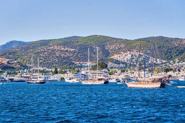 Yacht Sea Beautiful Bay Turkey Bodrum Aegean Coast — Stock Photo, Image