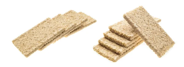 Kolaż ze smaczną dietą chleb chrupiący izolowany na białym tle — Zdjęcie stockowe
