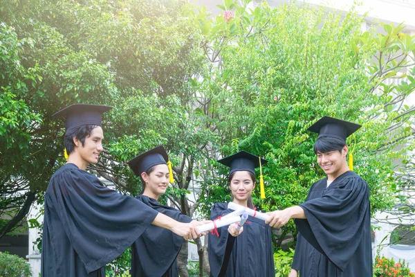 Gruppo Persone Studente Laurea Durante Inizio Laureati Successo Dell Università — Foto Stock