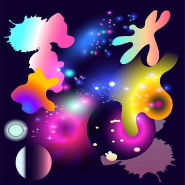 Renkli modern resim grafik soyut kavram. Mavi yeşil mercan gradyan palet seti. Cihazlar için düz resim vektör arka planı, kozmik büyülü renkler konsepti.