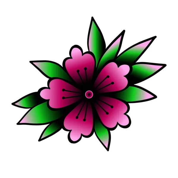 Flor de cereja. Oldschool elemento de tatuagem tradicional. Clipart vetor.Bom para impressão de adesivos e tatuagens de transferência. voltar ao tema da escola . —  Vetores de Stock