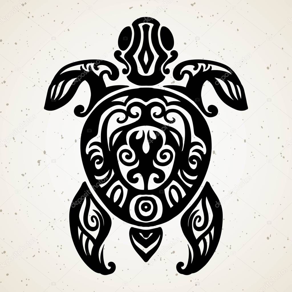 Tribal tattoo with decorative sea turtle with ethnic pattern. Authentic artwork with a symbol of the totem. Stock Vector Graphics Tattoos like Maui from Moana cartoon.