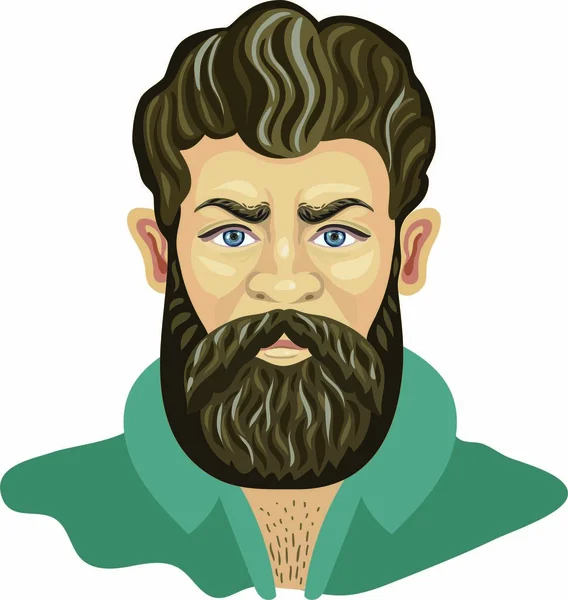 Capelli uomo e barba stile. Illustrazione vettoriale dettagliata alta moda hipster . — Vettoriale Stock