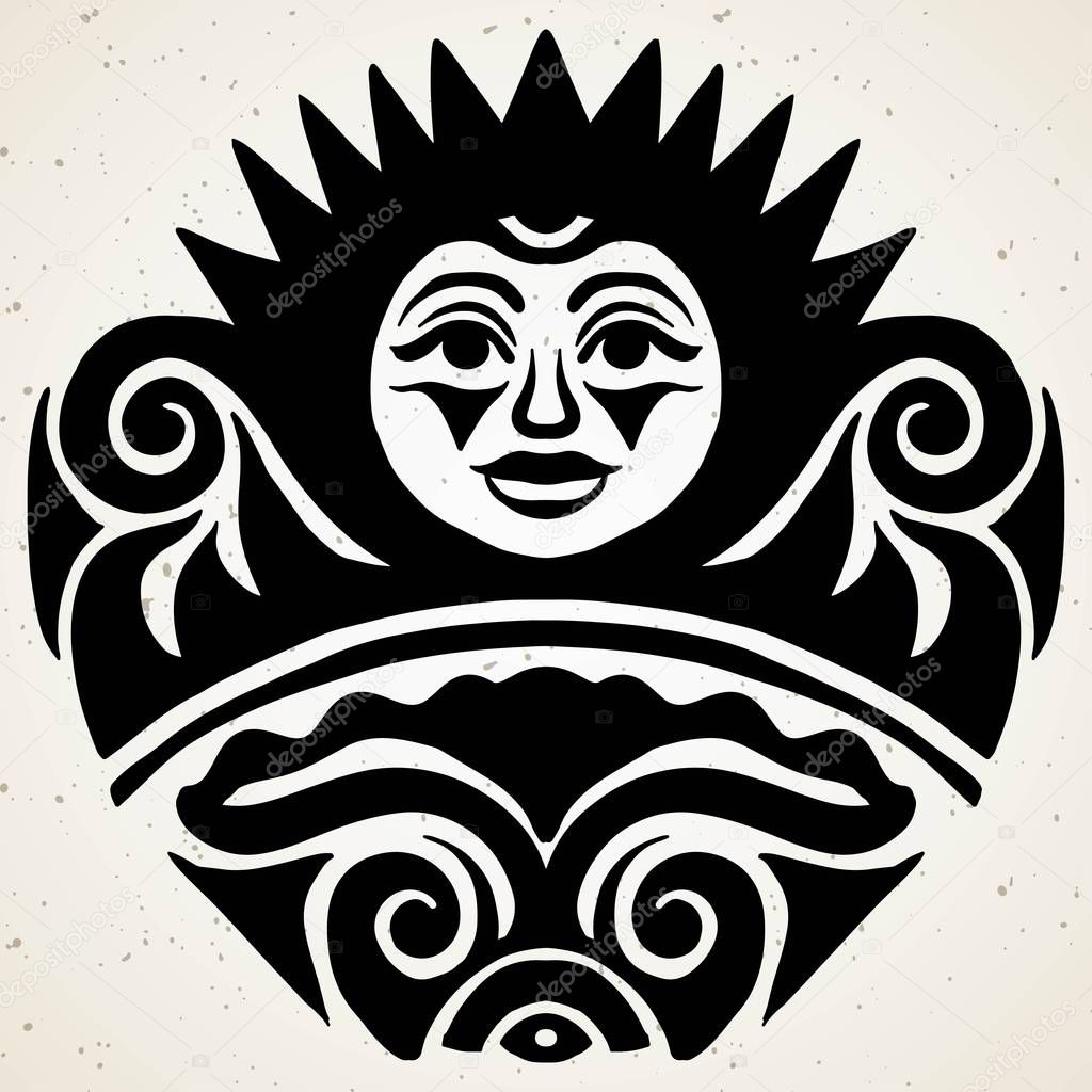 Vettoriale stockTatuaggio tribale con il sole. Autentica opera d'arte con  un simbolo del totem. Vector Graphics clipart Tatuaggi come Maui di  ©shik-shik #273031564, image size:1024x1024