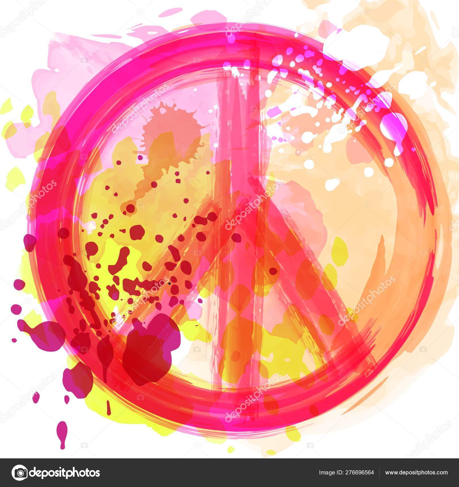 Image vectorielle Symbole Hippie Paix sur fond coloré. Liberté,  spiritualité, occultisme, textile art. Illustration vectorielle pour  t-shirt imprimé sur aquarelle vectorielle, craie, pastels texture fond .  par ©shik-shik - 276696564, image size:1600x1700