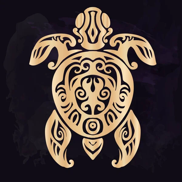 Tatouage tribal avec tortue de mer décorative avec motif ethnique. Oeuvre authentique avec un symbole du totem. Tatouages vectoriels clipart graphique comme Maui de bande dessinée Moana . — Image vectorielle