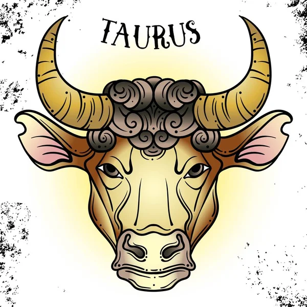 Vintage arka planda güzel çizgi sanat filigran zodyak. Zarif mücevher dövmesi. Oyulmuş burç sembolü. Çıkarılabilir Geçici Dövme Sticker Vücut Sanat Multicolor.Taurus baskı için