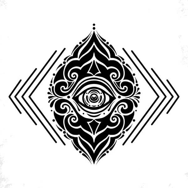 폴리네시아 문신 디자인. 흰색에 고립되어 있는 고대 폴리네시아의 천연기념물, 벡터 삽화 — 스톡 벡터