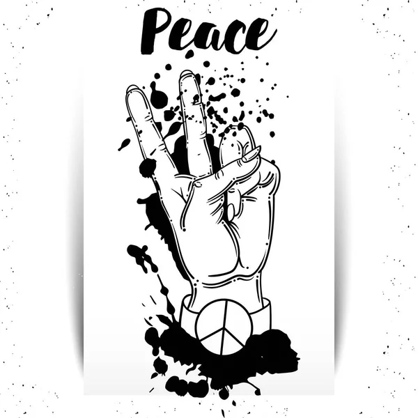 Hand human with peace and love geste - Вектор — стоковый вектор