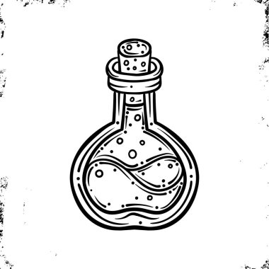 Laboratuvar şişe simgesi. Cadılar Bayramı simgesi. Labolatory simgesi. Sihirli şişe simgesi.