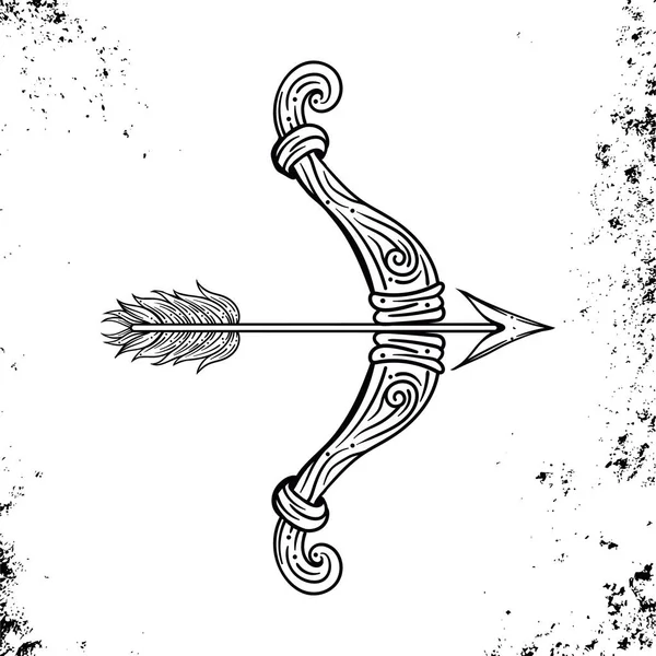 复古线条艺术弓和箭头矢量插图和格格背景. — 图库矢量图片