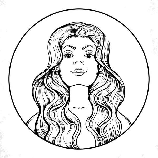 Eps μόδα όμορφη γυναίκα με μακριά κυματιστά μαλλιά — Διανυσματικό Αρχείο