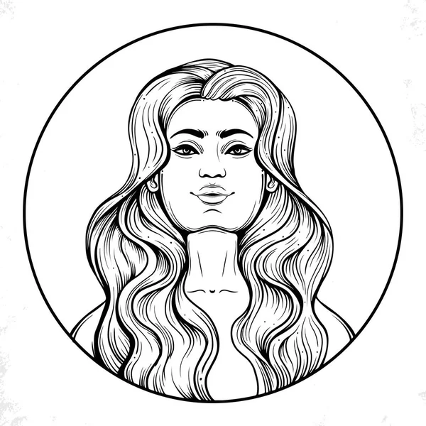 Eps μόδα όμορφη γυναίκα με μακριά κυματιστά μαλλιά — Διανυσματικό Αρχείο