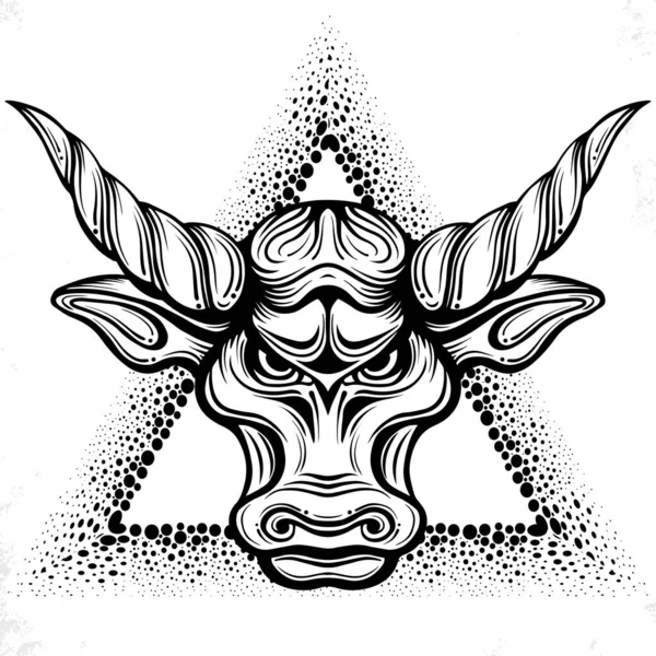Cabeça touro desenho linha arte logotipo design inspiração —  Vetores de Stock