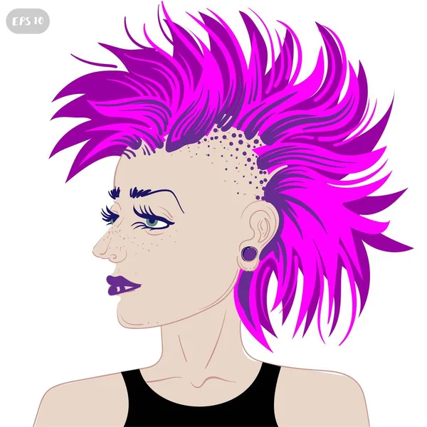 Punk mit bunten Haaren. Subkultur. Stil Avatar. Vektorillustration — Stockvektor