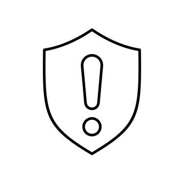 Risk simgesi. Yönetimden. Kalkanlarda uyarı işareti var. Rapor ve web simgeleri için uygun. Ofis, ekip, analiz. Tasarım biçimi.