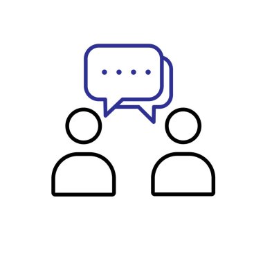 İletişim simgeleri. Yönetimden. Sohbet mesajı olan iki siluet. Ofis, takım, analiz. özet tasarım biçimi.