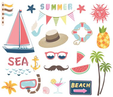 Deniz yaz koleksiyonları - A vektör Illustration deniz yaz koleksiyonları. Mükemmel tatil, Etkinlikler, yaz, deniz, kutlama, tebrik kartı, ambalaj ve çok daha fazlası için.