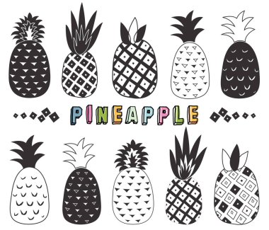Şirin ananas toplama - A vektör Illustration tatlı ananas toplama. Mükemmel tatil, Etkinlikler, yaz, deniz, kutlama, tebrik kartı, ambalaj ve çok daha fazlası için.