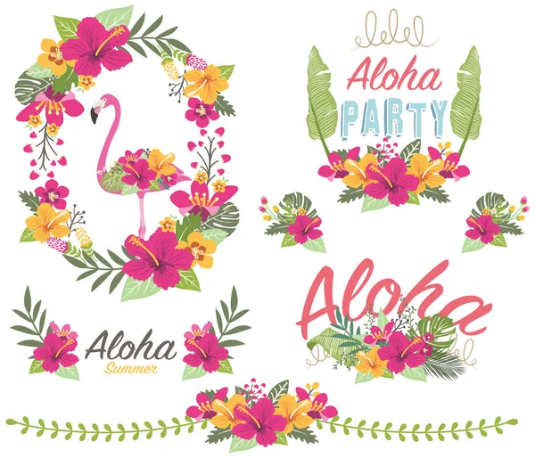 Aloha çiçek Flamingo - Aloha çiçek Flamingo bir vektör çizim. Düğün için mükemmel, tropicana, aloha, tatil, tropikal, yaz, aşk, kutlama, tebrik kartı, ambalaj ve daha birçok.