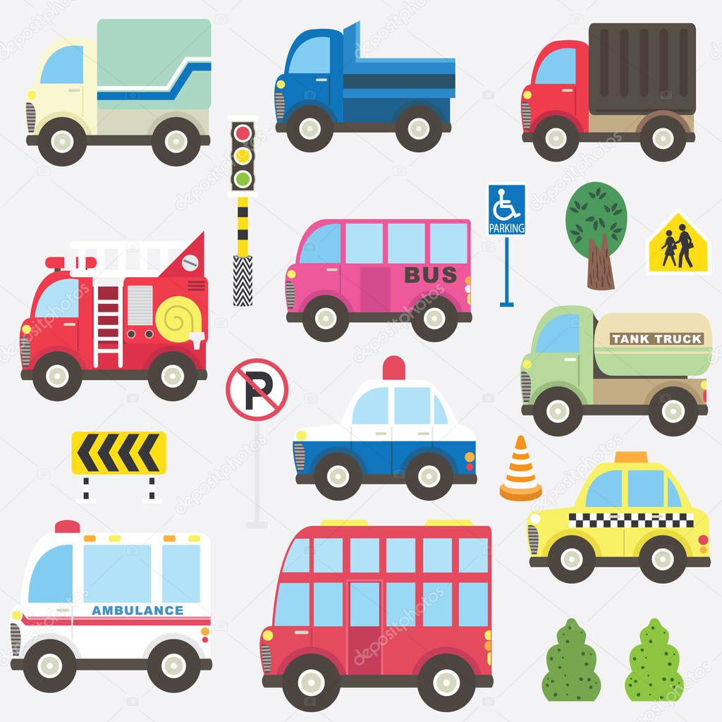 Cute Transportation Collection Set. Perfect for invitations, blog, web design, graphic design,embroidery, scrapbooking, scrapbook elements, papers, card making, stationery, paper crafts and so much more!