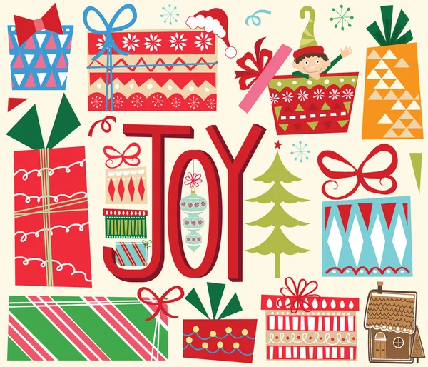 Cadeaux Noël Éléments Illustration Vectorielle Des Éléments Des Cadeaux Noël — Image vectorielle