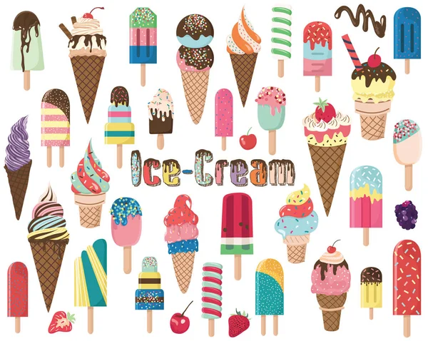 冰棒和冰淇淋元素 — 图库矢量图片