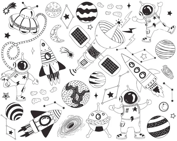 Doodle Outer Space Elementen — Stockvector