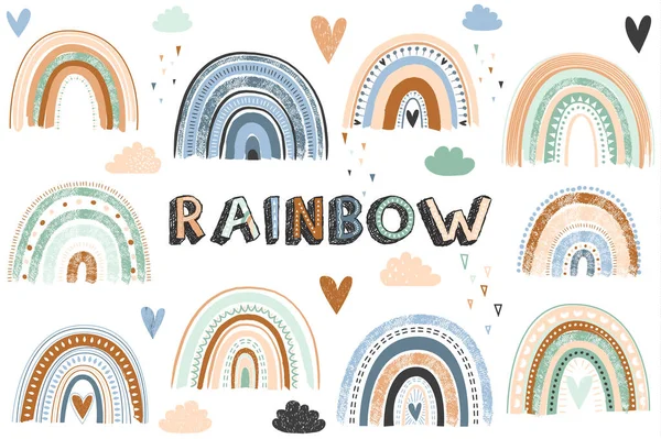 Vektor Illustration Der Boho Regenbogen Kollektionen — Stockvektor